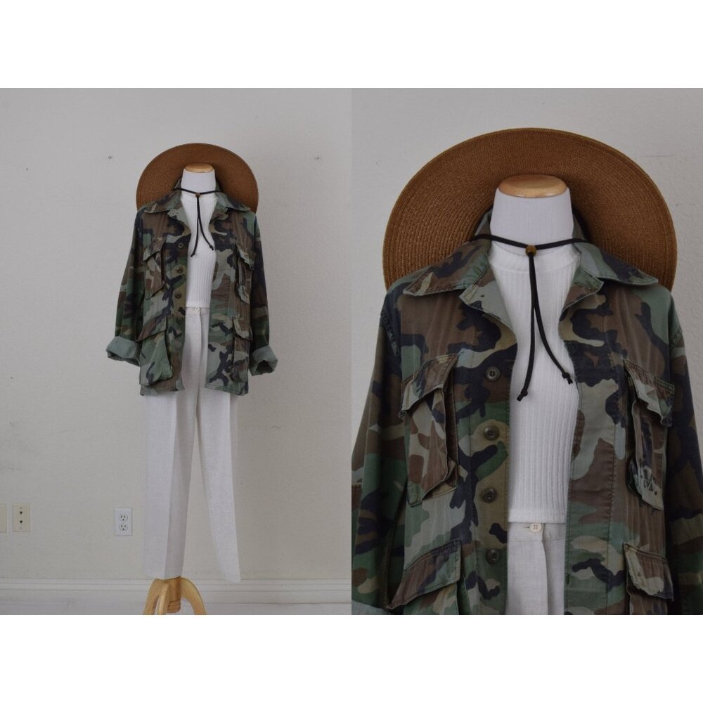 Vintage Menswear‎ Camo Woodland USMC Military Utility Shirt